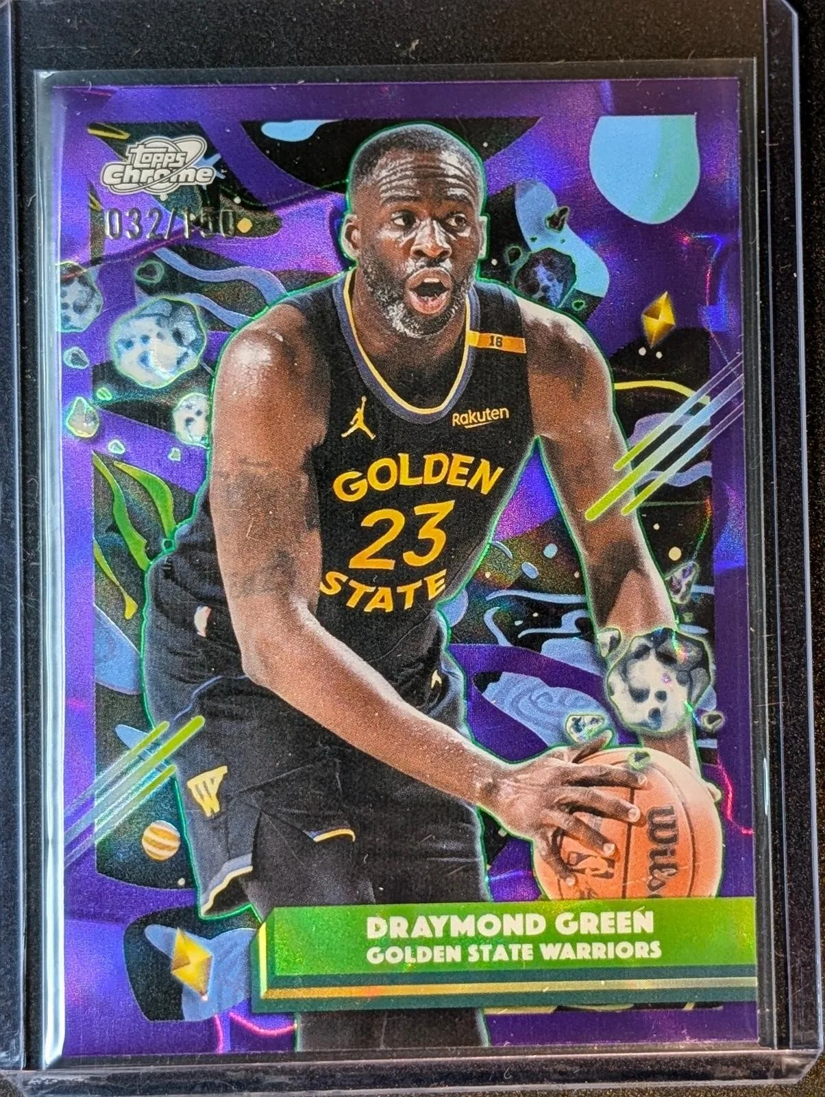 Front of 2025-26 Topps Cosmic Chrome /150 Draymond Green Purple Nebula #111