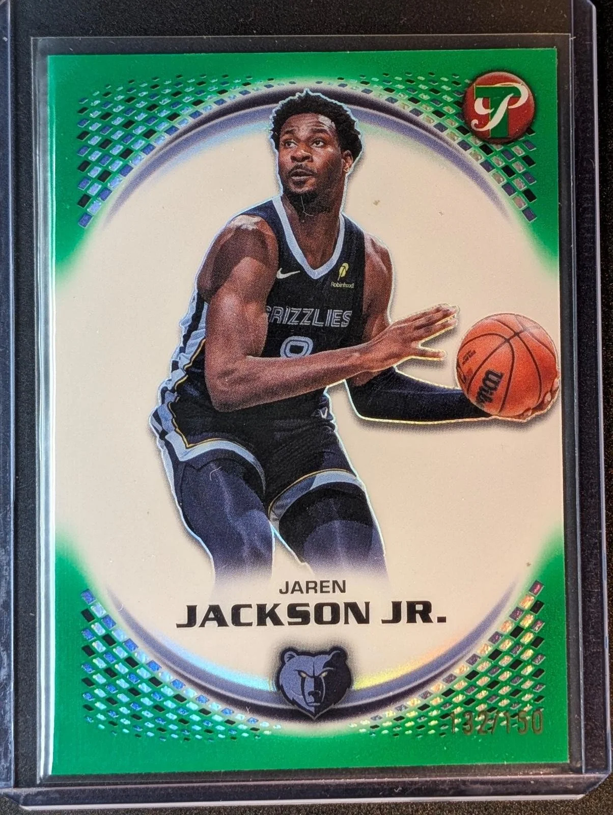 Front of 2025-26 Topps Pristine /150 Jaren Jackson Jr. Green #44