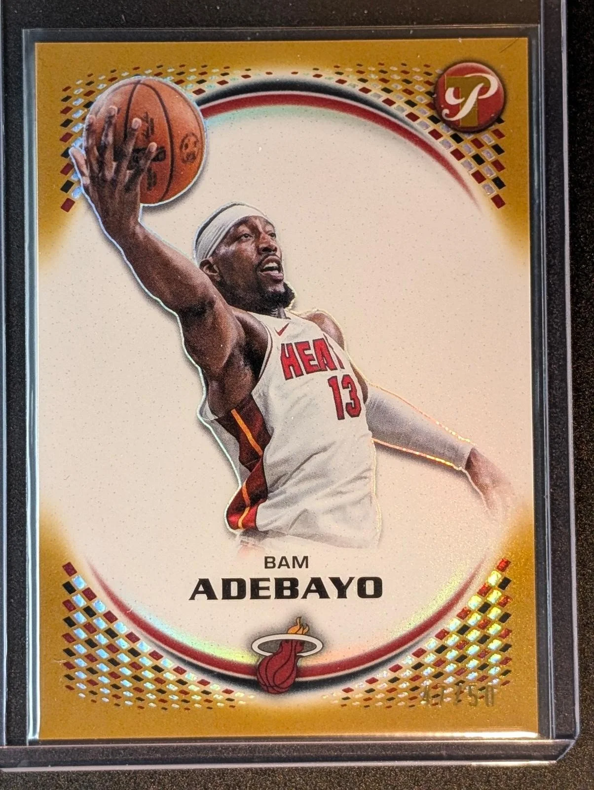 Front of 2025-26 Topps Pristine /50 Bam Adebayo Gold #46