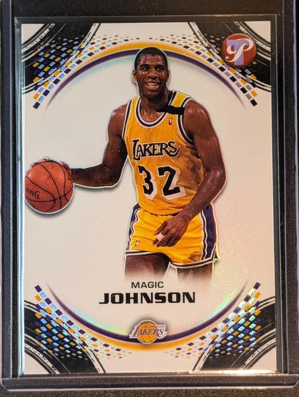 Front of 2025-26 Topps Pristine #92 Magic Johnson Paint the Arc Refractor