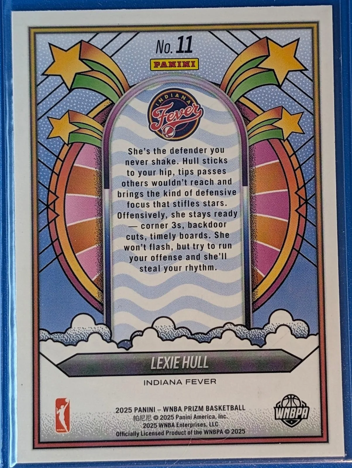 Back of 2025 Prizm WNBA Lexie Hull Groovy #11
