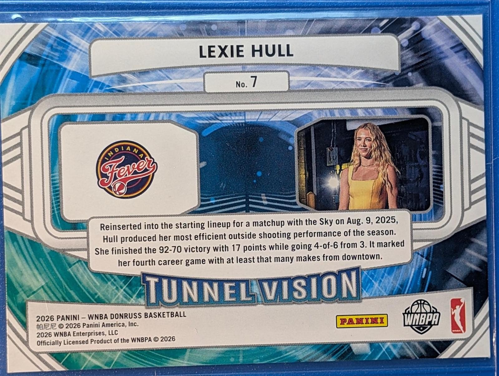Back of 2026 Donruss WNBA #7 Lexie Hull Tunnel Vision