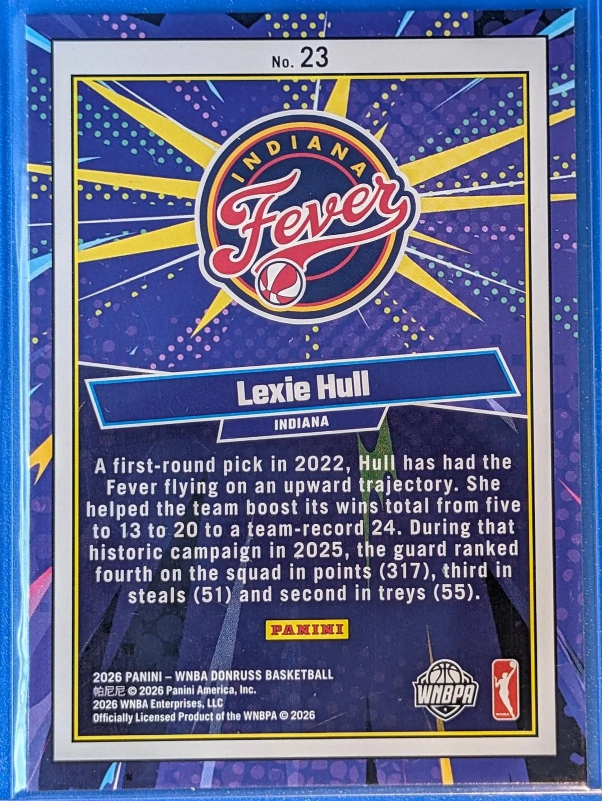 Back of 2026 Donruss WNBA Lexie Hull Net Marvels #23