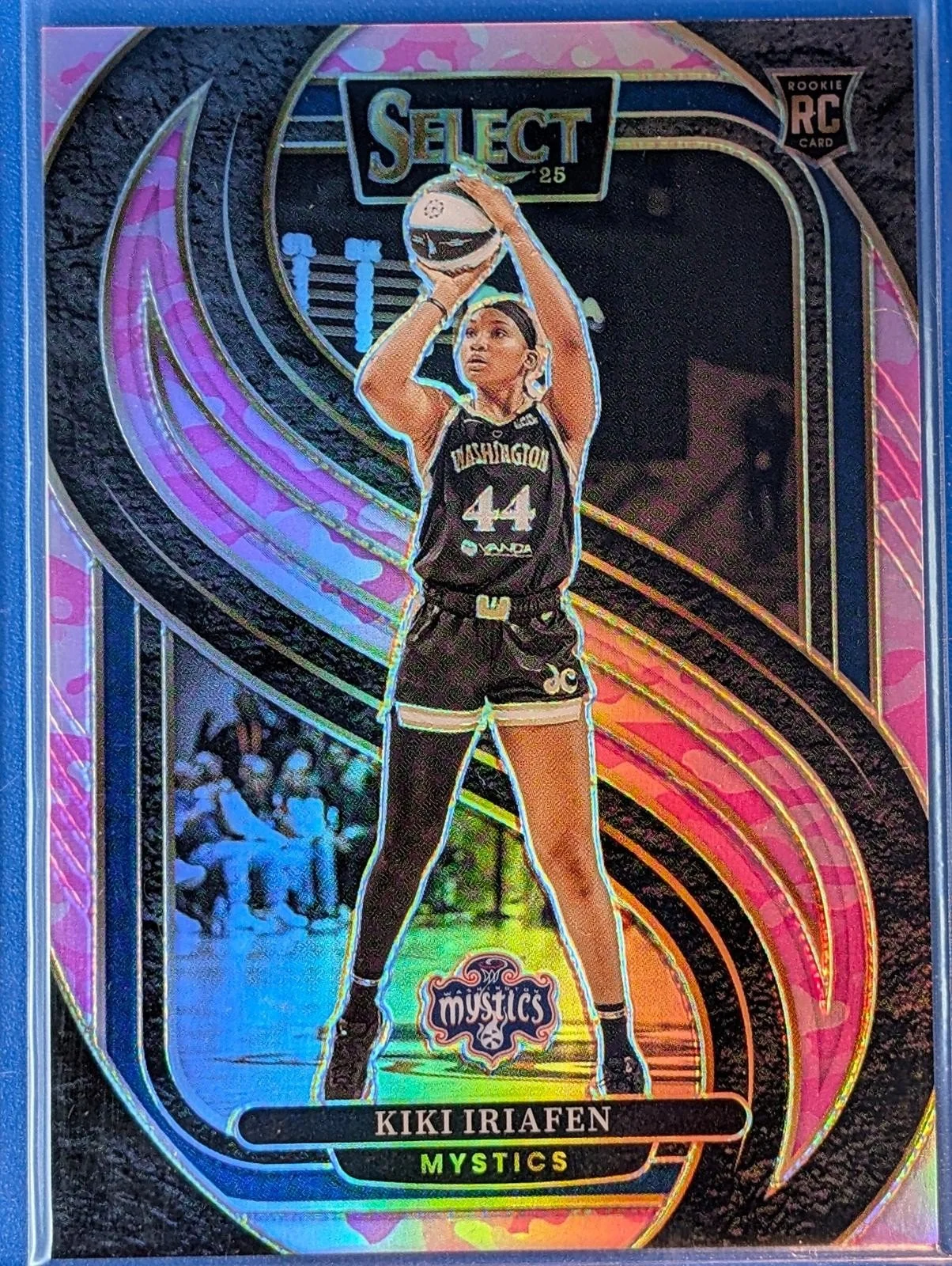 Front of 2025 Select WNBA /149 Kiki Iriafen Silver Prizms #102 RC