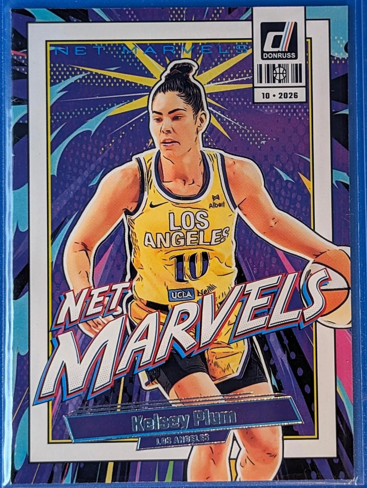 Front of 2026 Donruss WNBA #15 Kelsey Plum Net Marvels