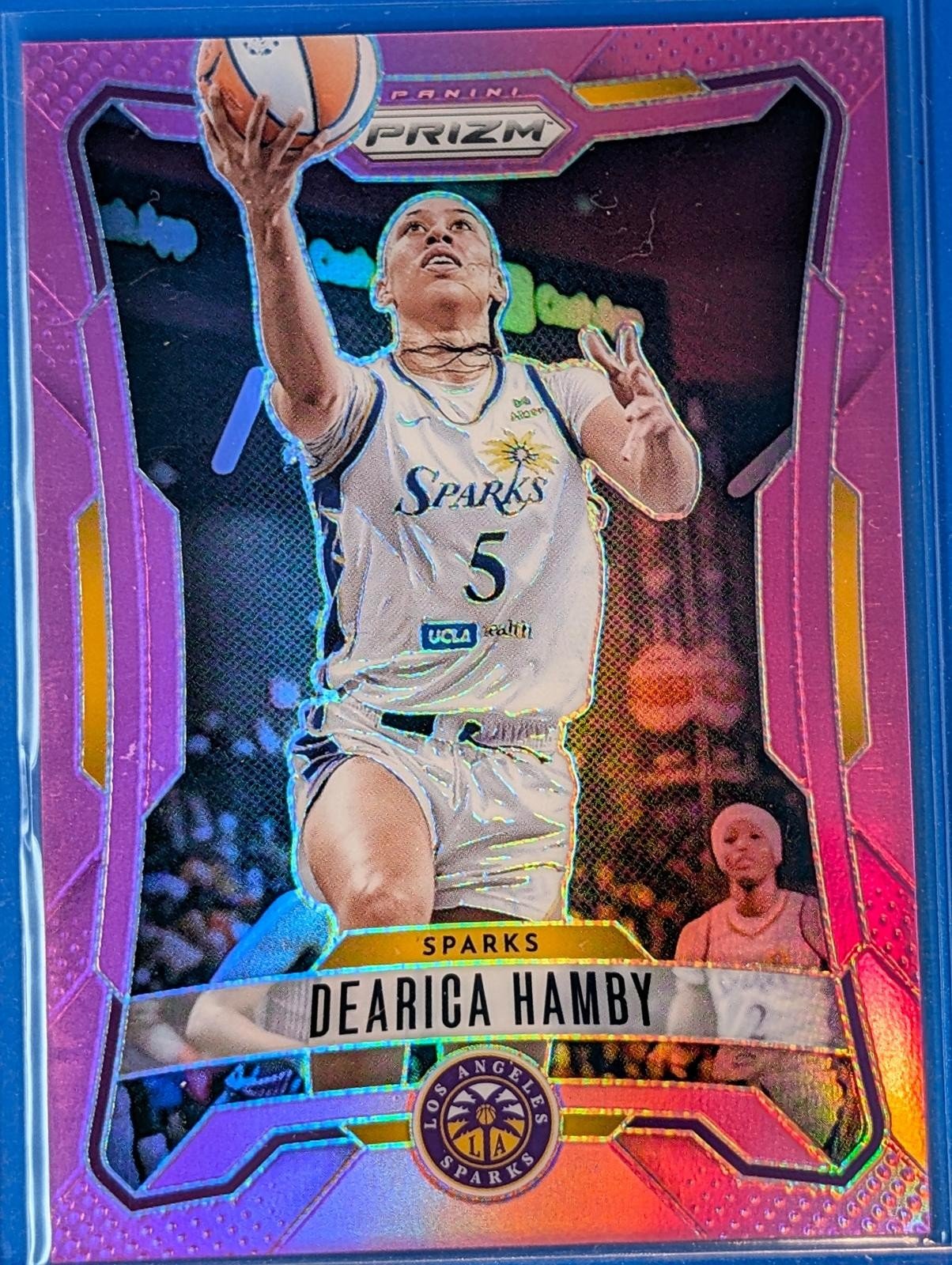 Front of 2026 Panini Prizm WNBA #54 Dearica Hamby Pink Prizm /175