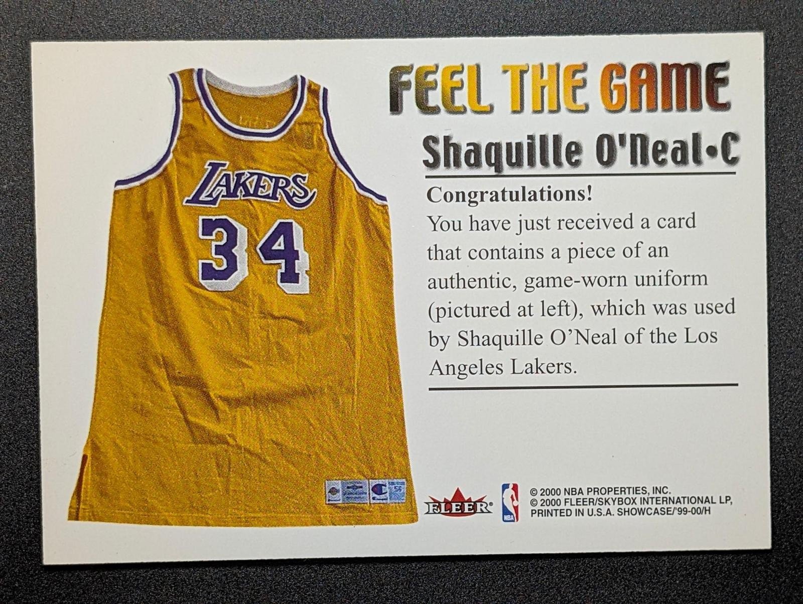 Back of 1999-00 Flair Showcase Shaquille O'Neal Feel the Game