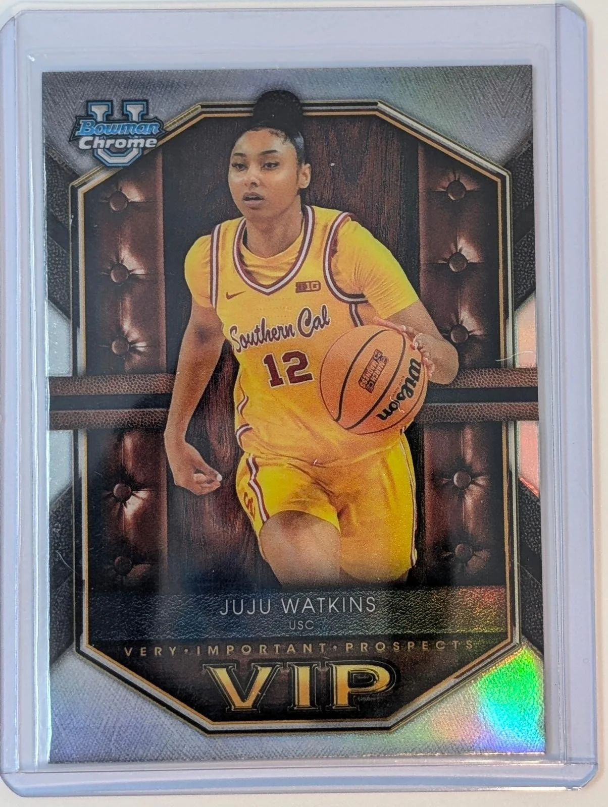Front of 2025-26 Bowman Chrome JuJu Watkins VIP Refractor #VIP-8