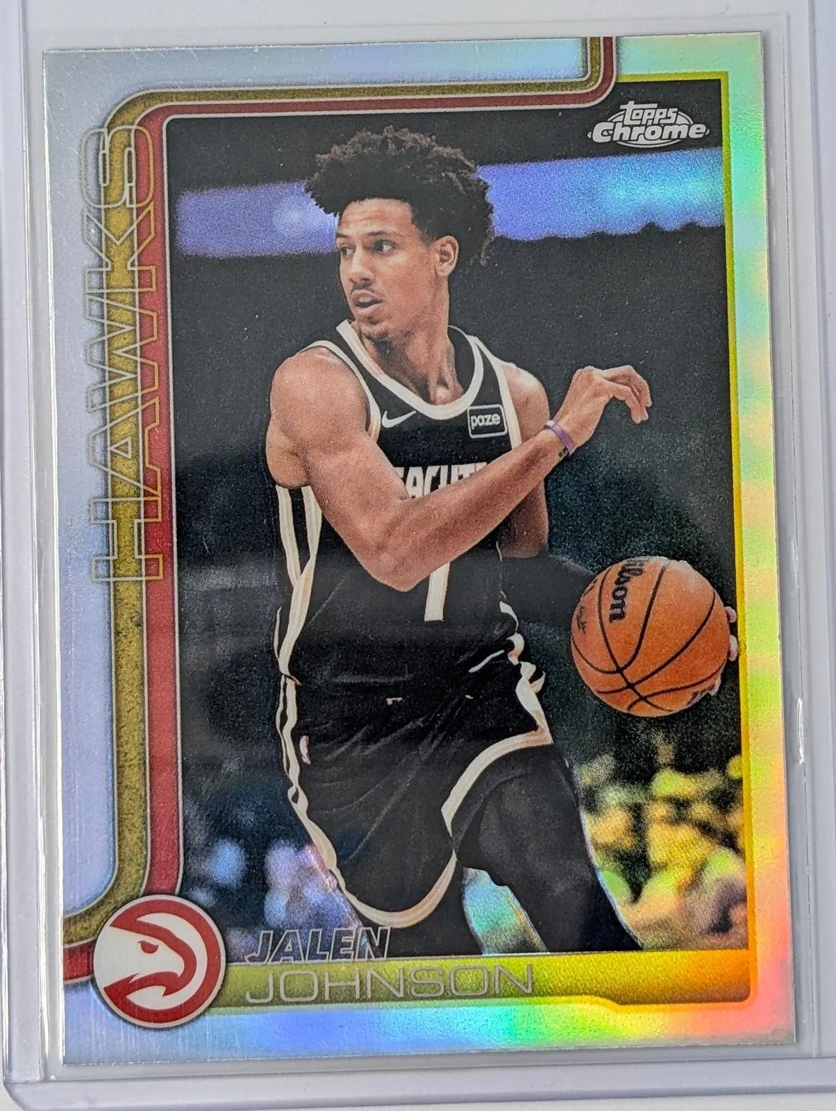 Front of 2025-26 Topps Chrome Update Jalen Johnson Refractor #49