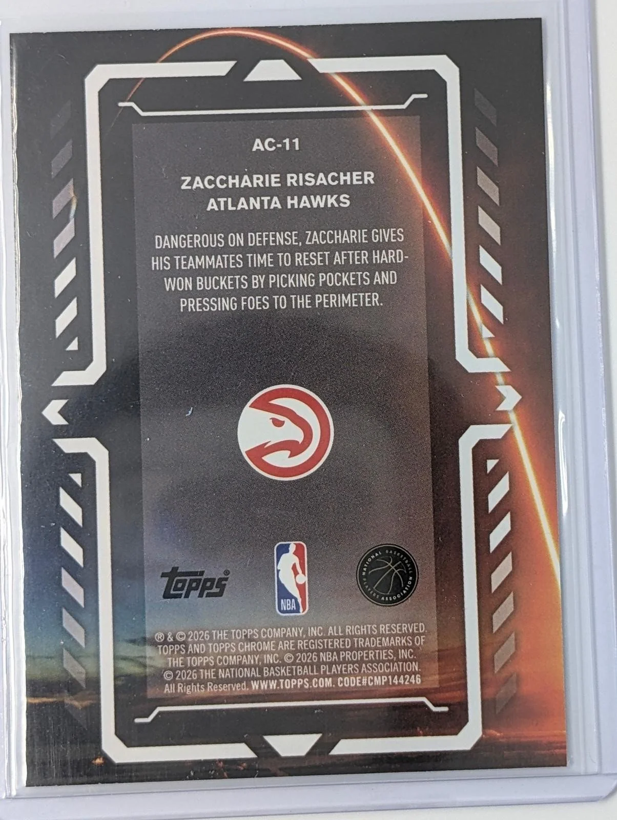 Back of 2025-26 Topps Chrome Update Zaccharie Risacher Activators #AC-11