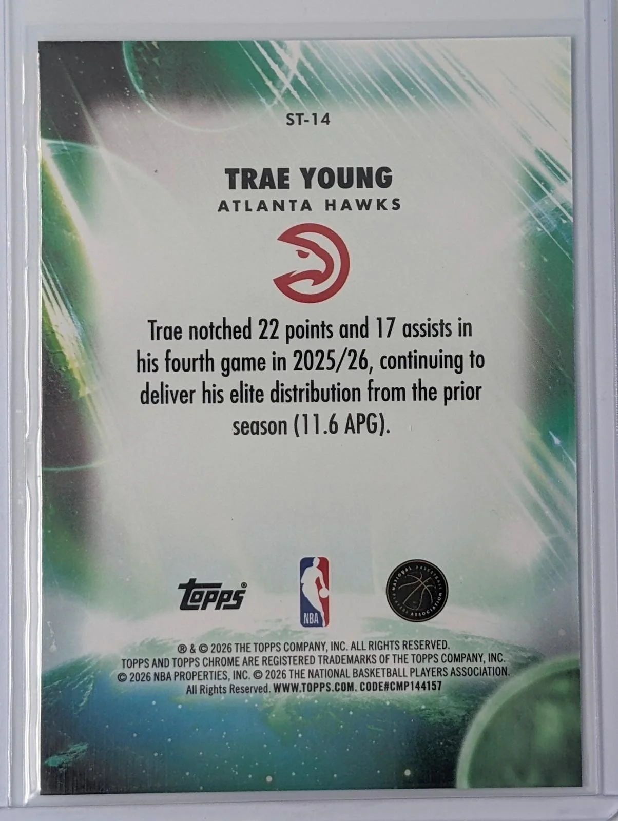 Back of 2025-26 Topps Chrome Update Trae Young Stratospheric Stars #ST-14