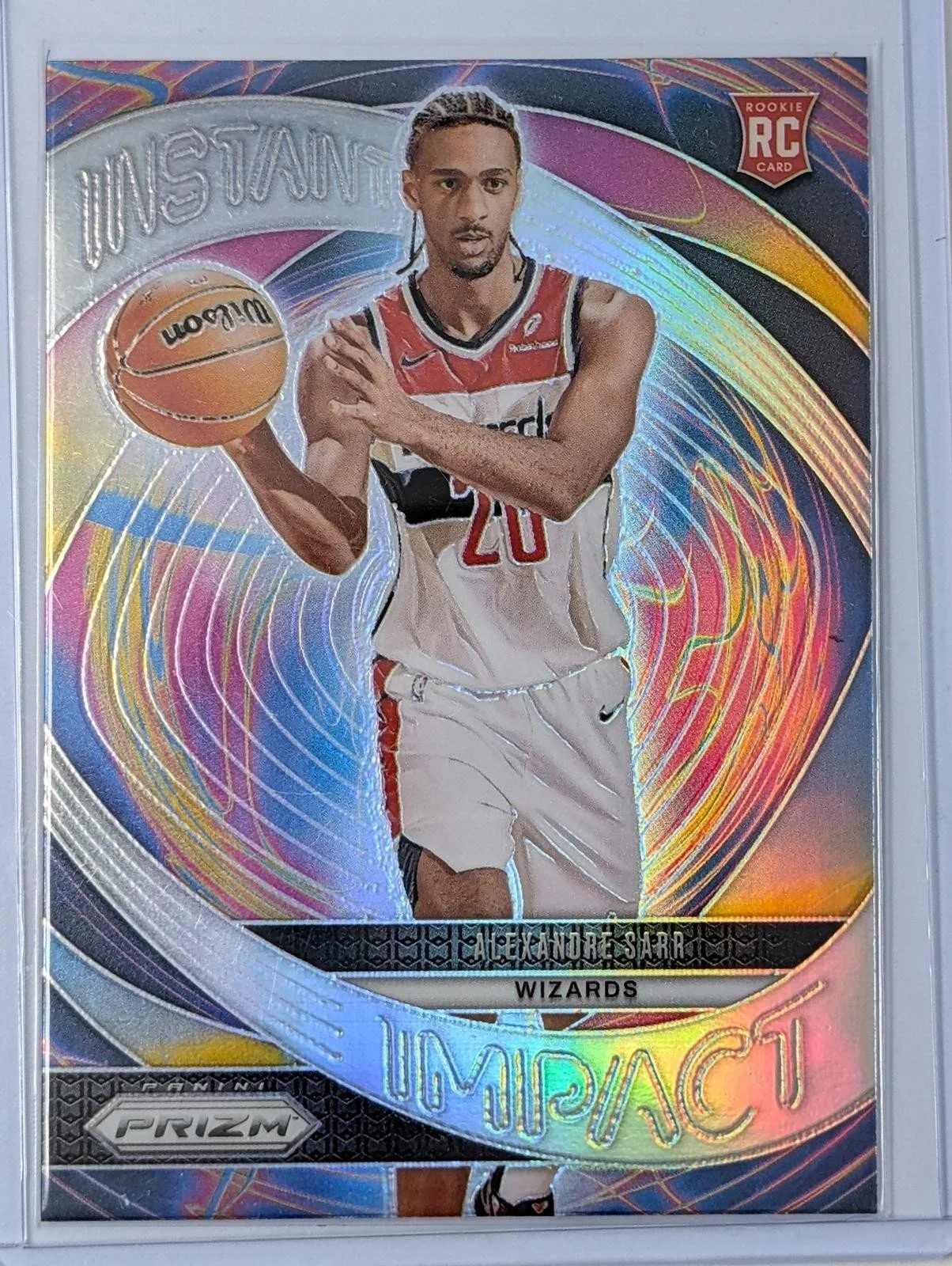Front of 2024-25 Panini Prizm Alexandre Sarr Instant Impact Silver Prizms #1 RC