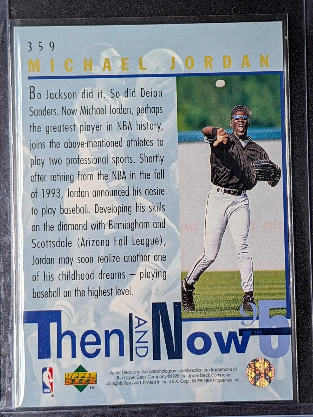 Back of 1994-95 Upper Deck Michael Jordan Then and Now #359