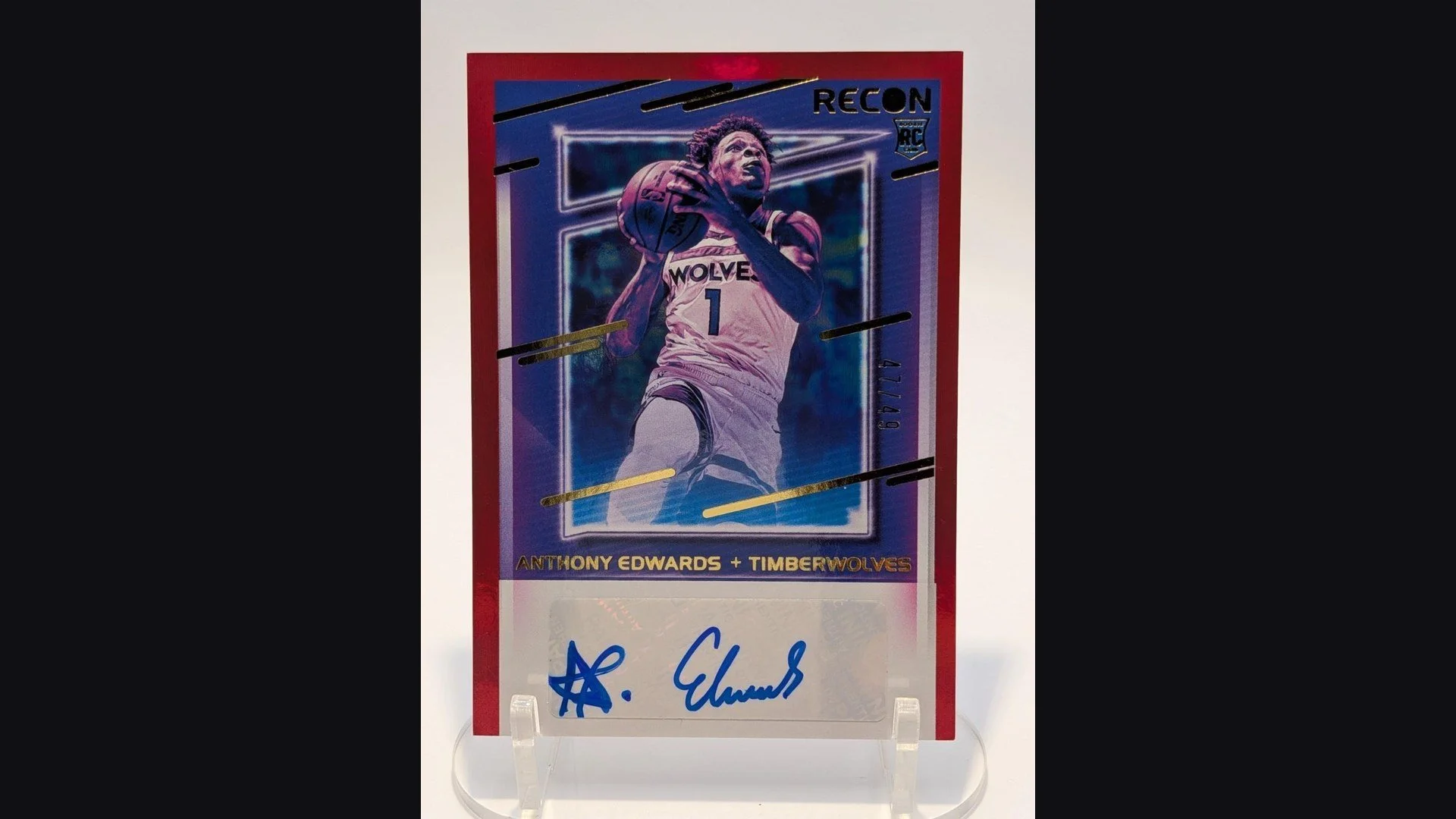 Anthony Edwards 2020-21 Panini Recon Rookie Signatures Red /49 autograph, from the Card Hunter Collectibles inventory