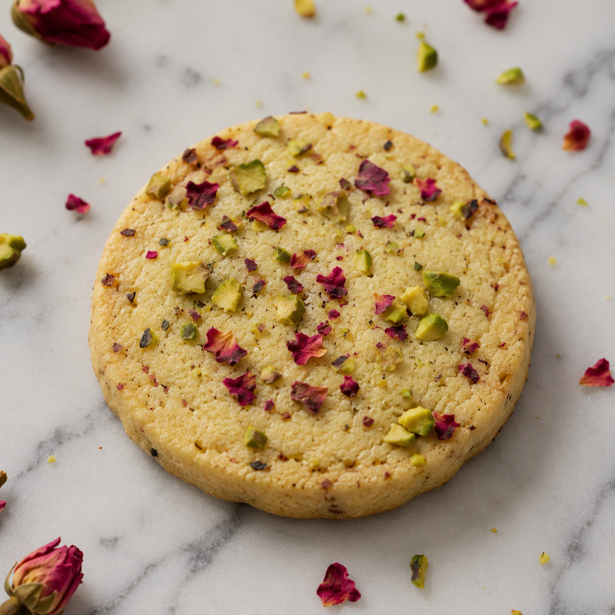 Pistachio and Rose Tea Shortbread Cookies
