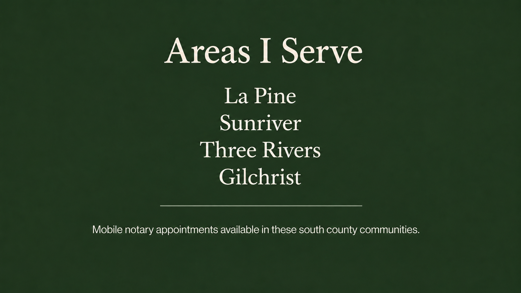 Areas I Serve