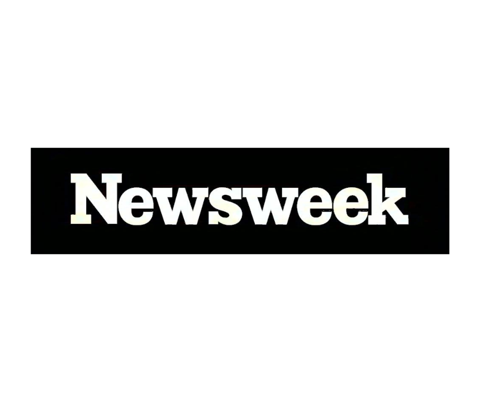 Black rectangle with the white text "Newsweek" in bold font.