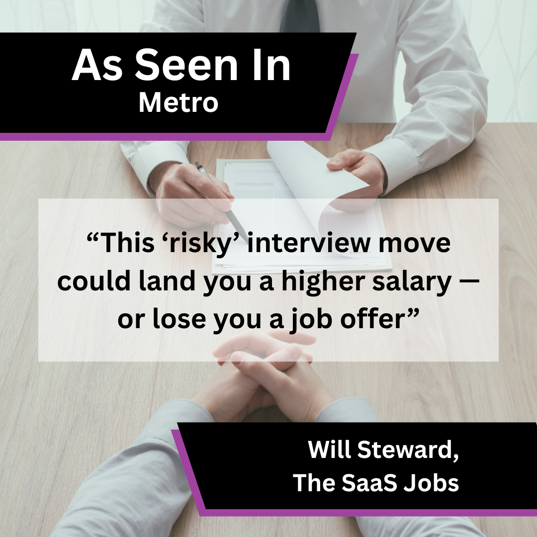 Will Steward of The SaaS Jobs on salary negotiation interview advice in Metro