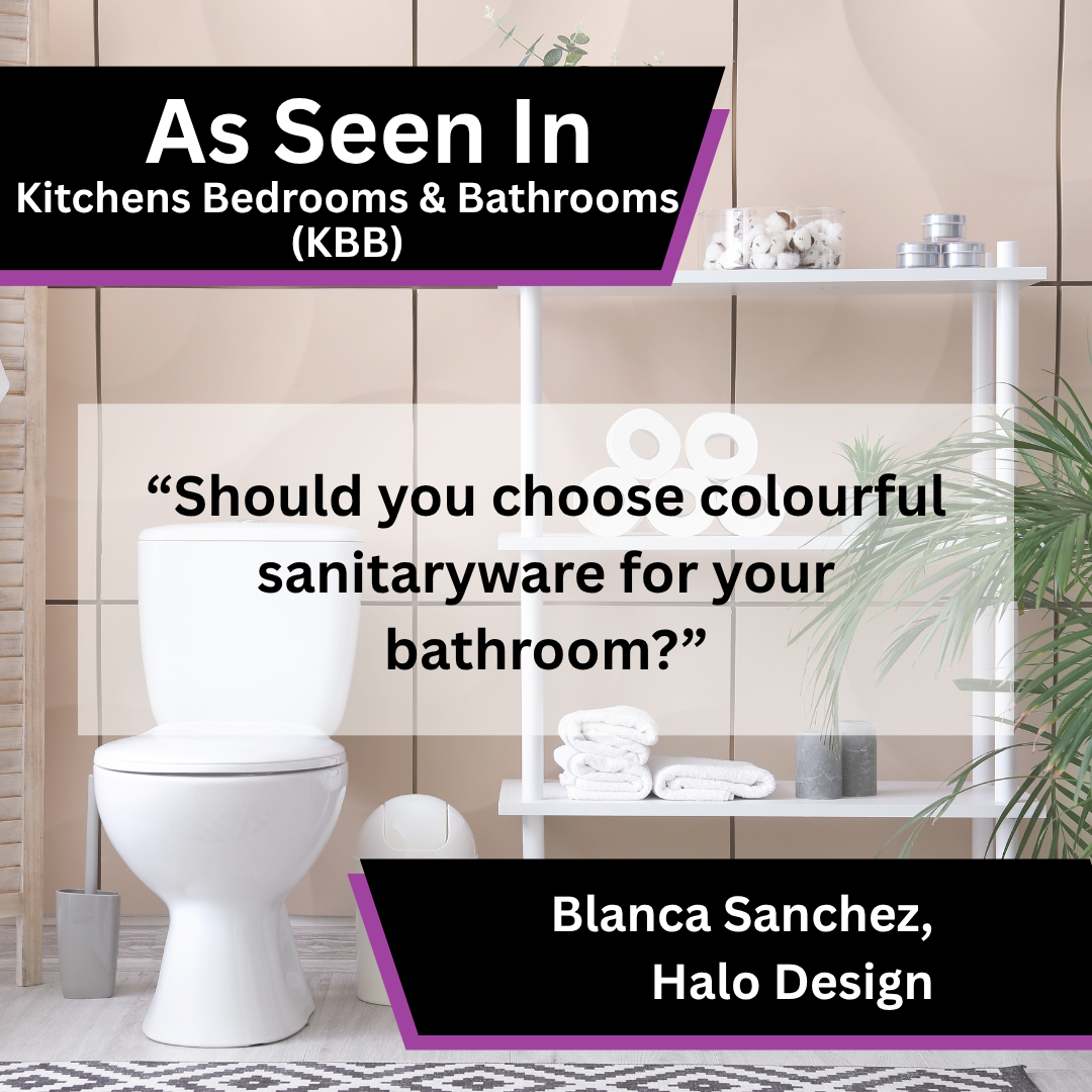 Blanca Sanchez of Halo Design shared expert commentary with Kitchens Bedrooms & Bathrooms on choosing colourful sanitaryware for a bathroom