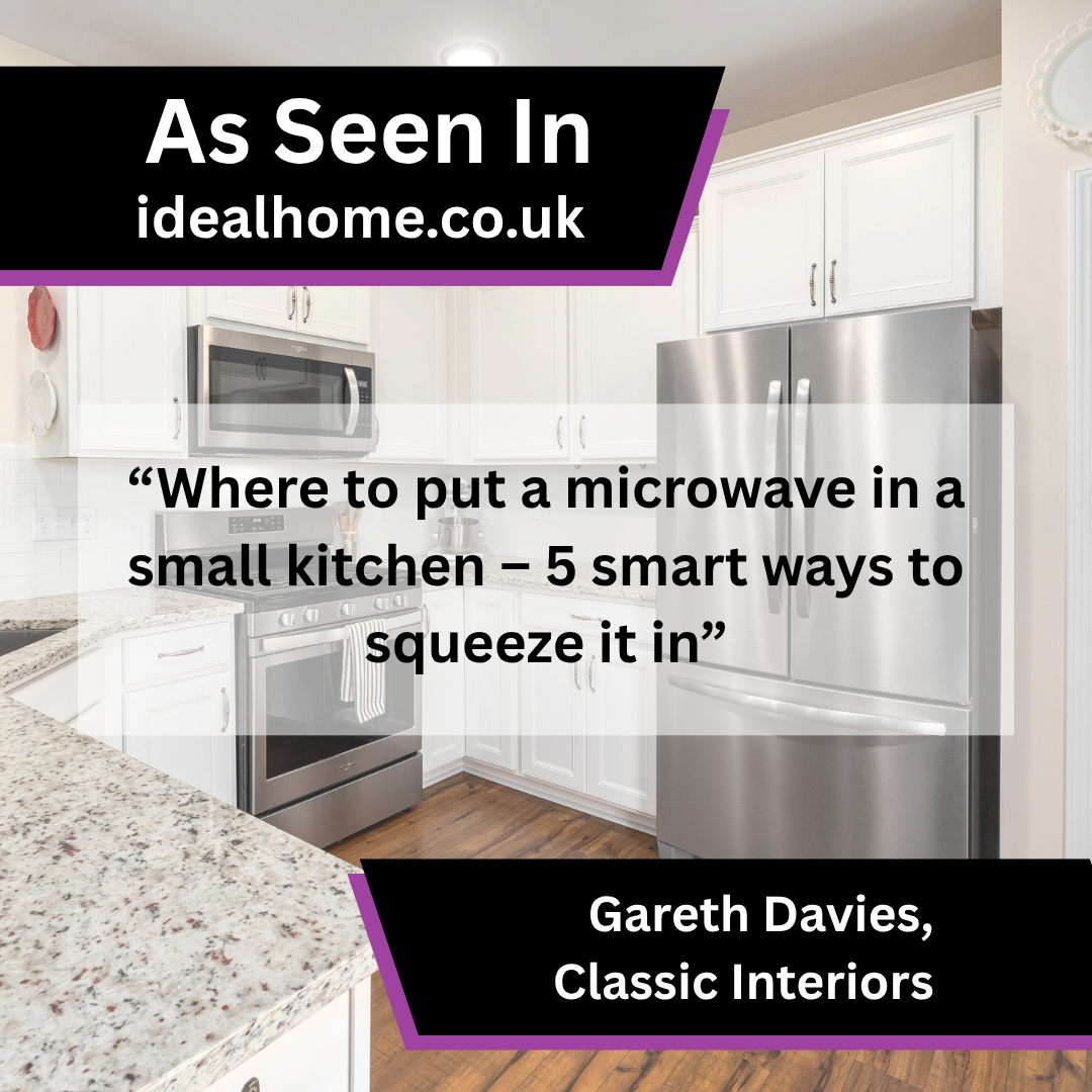 Gareth Davies of Classic Interiors on small kitchen microwave placement in idealhome.co.uk