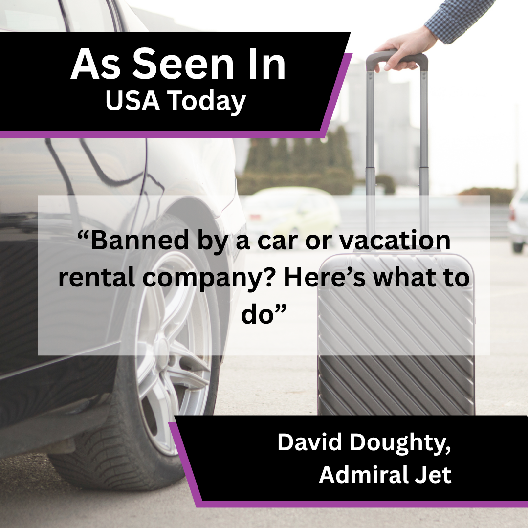David Doughty of Admiral Jet on rental company ban advice in USA Today