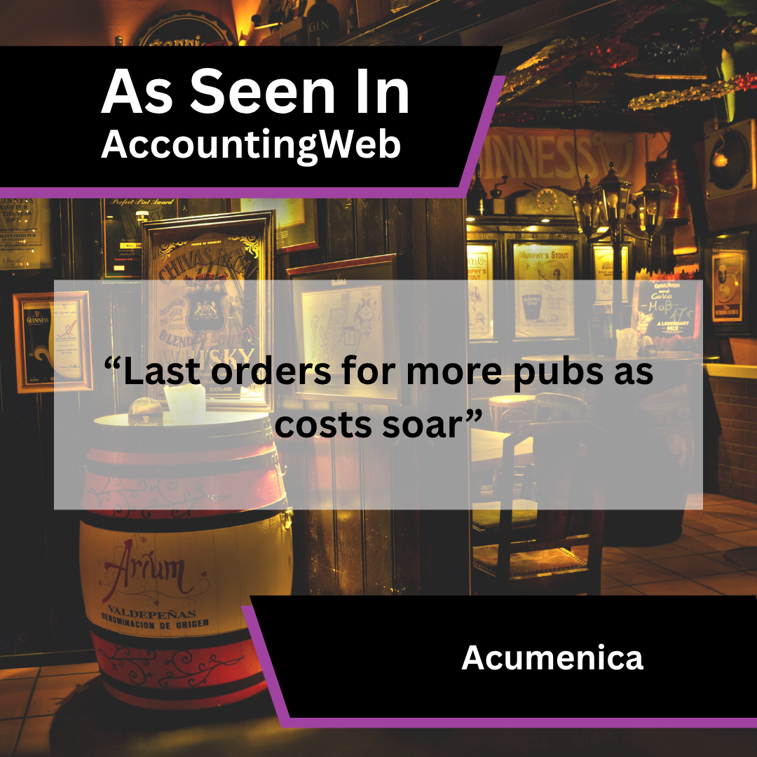 Acumenica in AccountingWeb coverage about rising pub costs