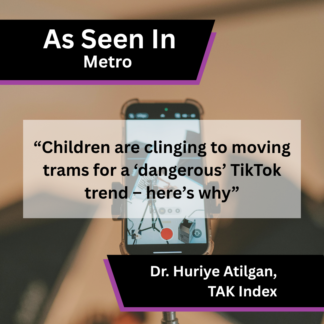 TAK Index media coverage in Metro about Dangerous TikTok trend teens surfing on moving trams