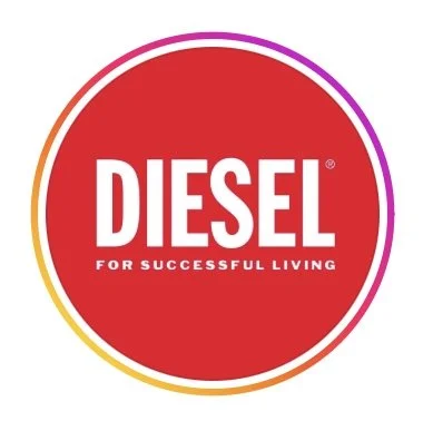Logo rouge de la marque Diesel avec le texte 'DIESEL for successful living'.