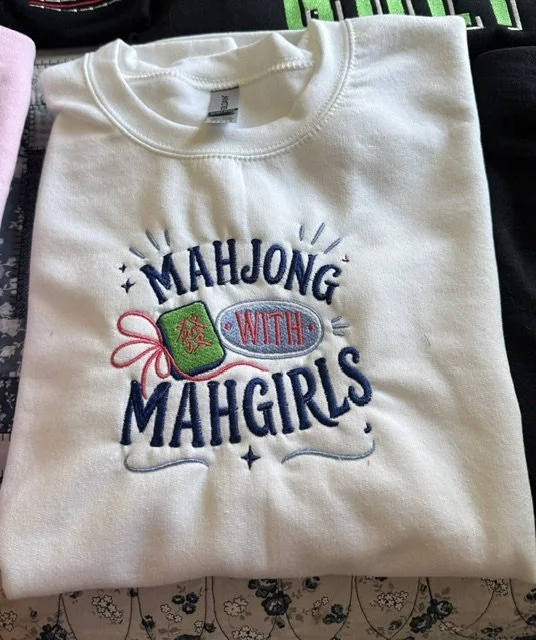 Embroidered Sweatshirt:  Mahjong with MahGirls