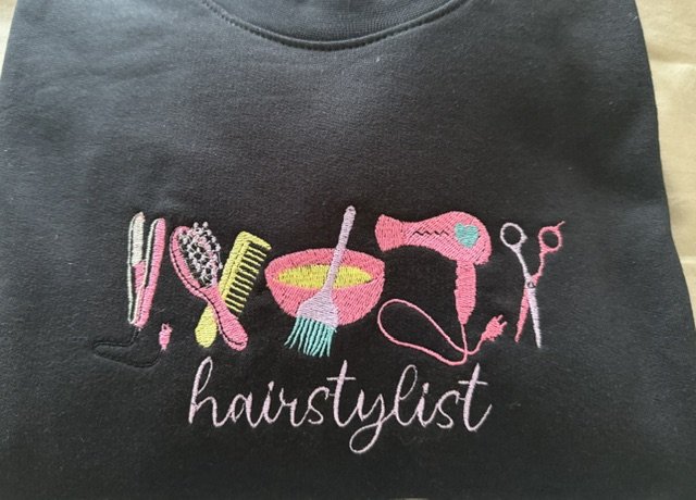 Hair Dresser Themed Embroidered Sweatshirt