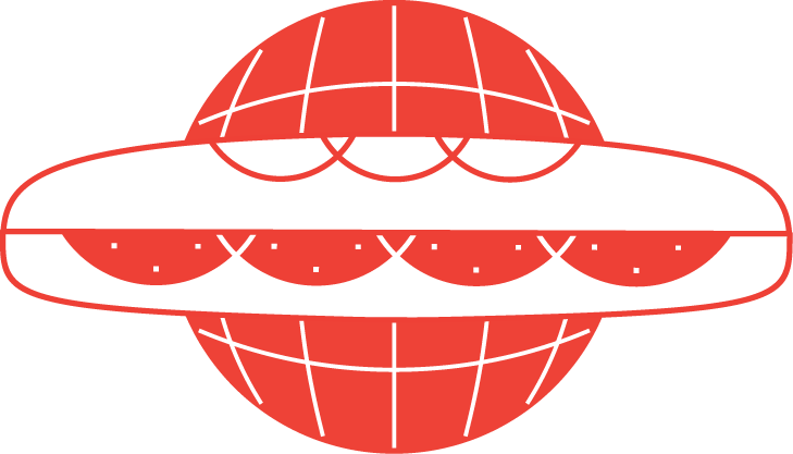 A stylized illustration of a globe with a hoagie.