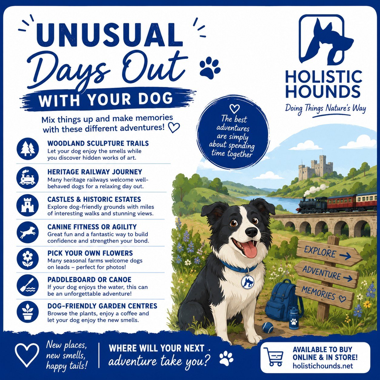 🐾 **Looking for a different kind of adventure with your dog?** 🌿🐶

We all love a good walk, but why not mix things up and make some new memories together?

Here are a few unusual dog-friendly days out to try:

🌳 **Visit a dog-friendly woodland sc