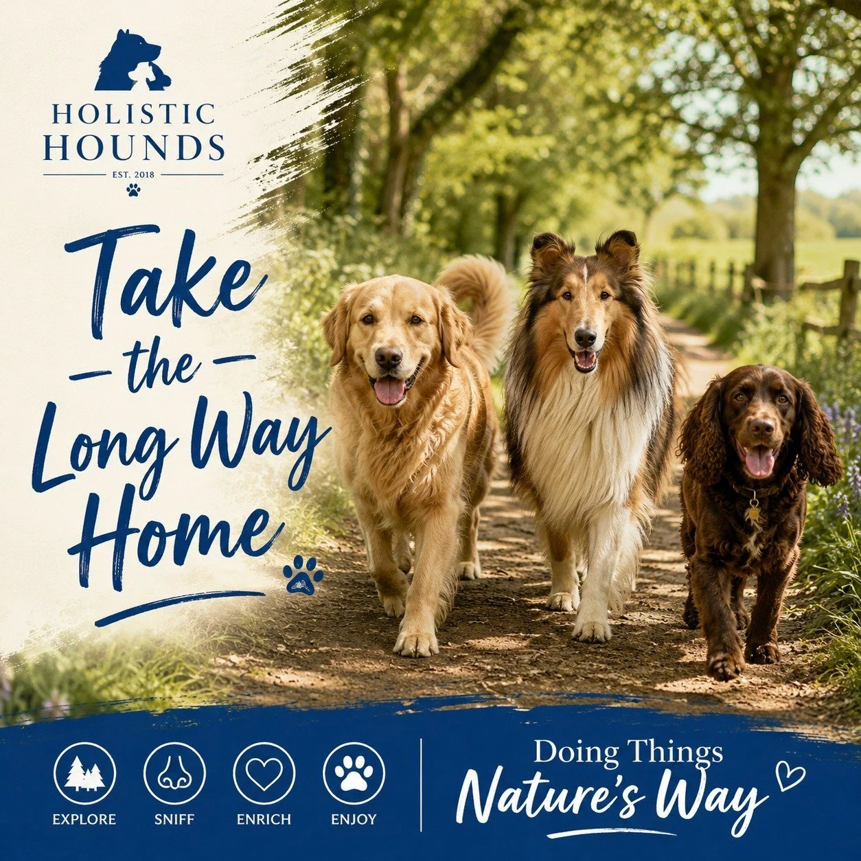 🍃 Take the Long Way Home 🐾

Sometimes the best walks aren't the longest... they're the ones where you slow down.

Take the scenic route. Let your dog stop to sniff. Wander down that woodland path you've never explored before, or take an extra lap a