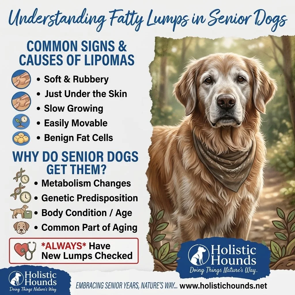 So why do they seem to appear more as dogs get older? 🤔

As dogs age, their metabolism changes and their body composition naturally changes too. Fat cells can become more prone to forming localised collections of fatty tissue, resulting in these sof