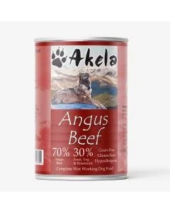 🥩 Akela Wet Angus Beef

A premium wet food for dogs who enjoy a rich, meaty meal.

Made with 70% freshly prepared Angus beef, including beef, heart, lung, liver and tripe, this grain-free recipe provides a single animal protein source alongside care