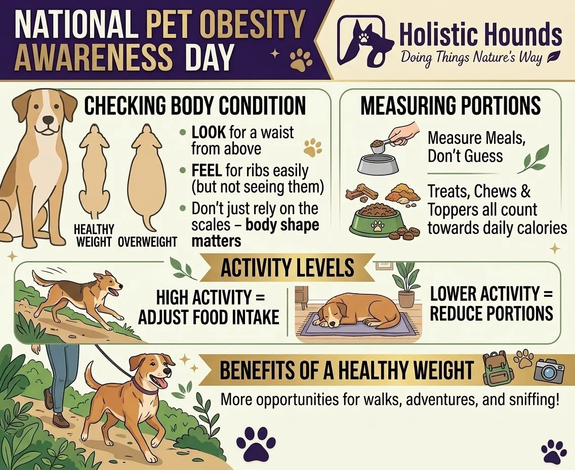 🐾 National Pet Obesity Awareness Day

It&rsquo;s easy for a few extra treats, slightly larger portions and a little less activity to add up over time &mdash; especially when weight gain happens gradually.

Keeping your dog at a healthy weight isn&rs