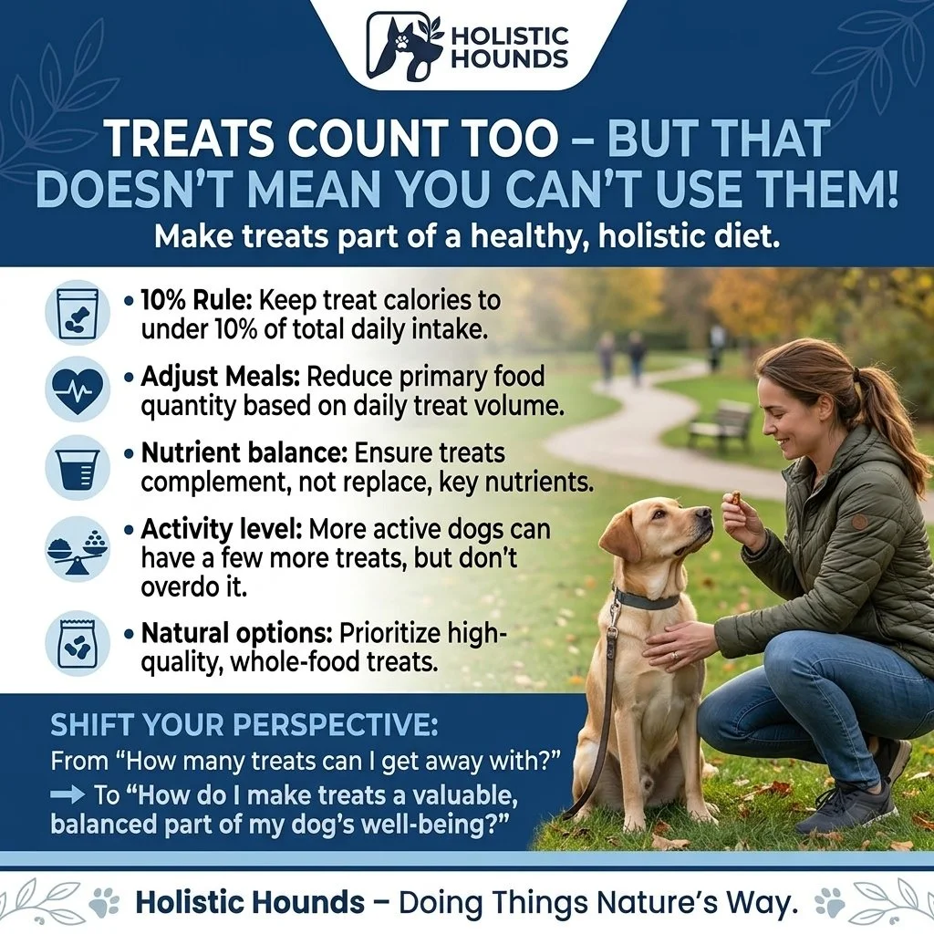🐾 Treats count too &ndash; but that doesn't mean you can't use them!

Treats are a useful part of life with our dogs, whether we're rewarding good choices, practising training or simply giving them something enjoyable.

🌿 The trick is making them w