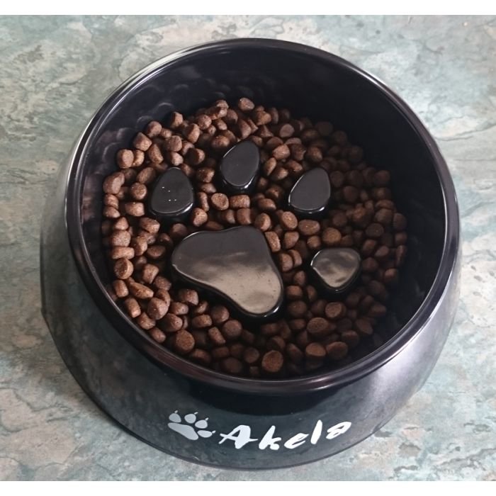 Akela Anti-Wolfin' Slow-Feed Dog Bowl Medium Paws