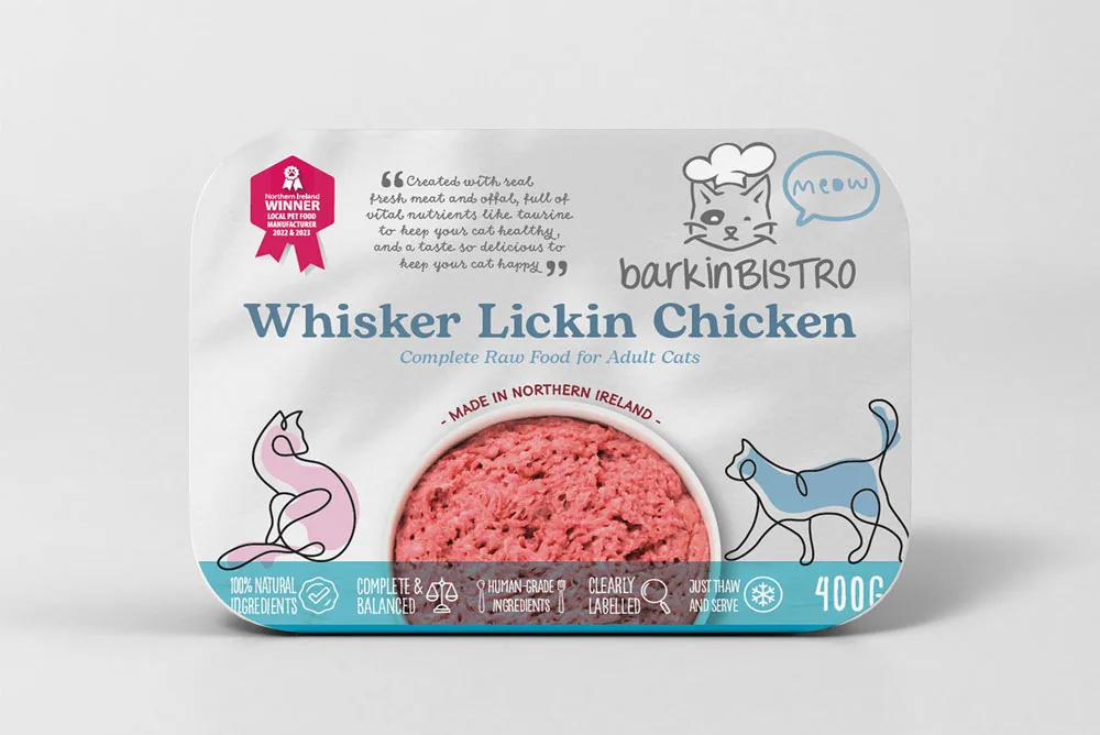 Barkin Bistro Raw Cat Food: Whisker Lickin Chicken 400g