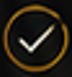 A black circle with a gold checkmark inside