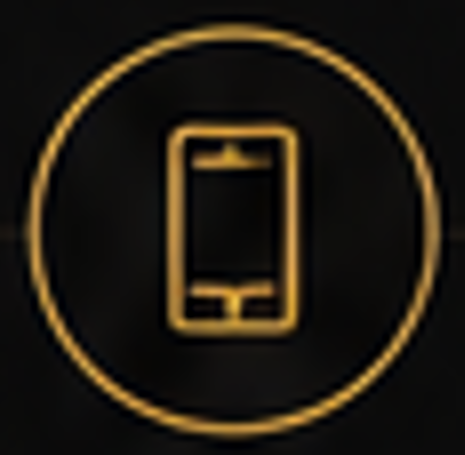 A digital icon of a smartphone inside a circle with a black background.