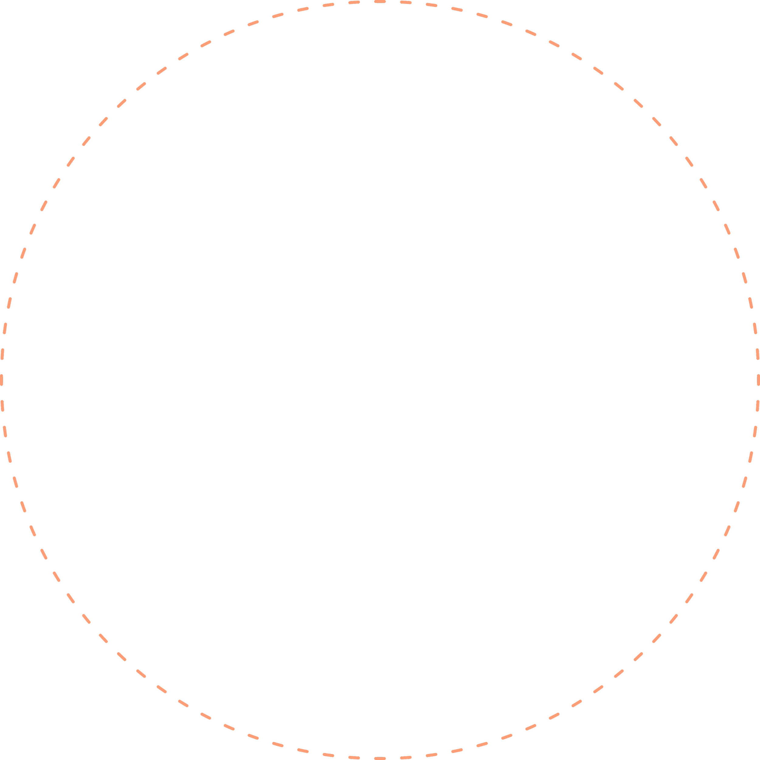 Counterclockwise dashed orange circle on black background
