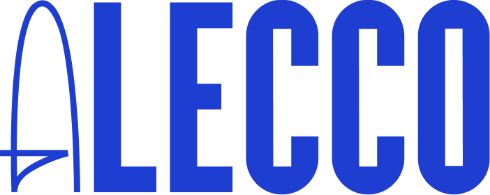The word "ALECCO" in large blue letters with a stylized arch or curve on the left side.