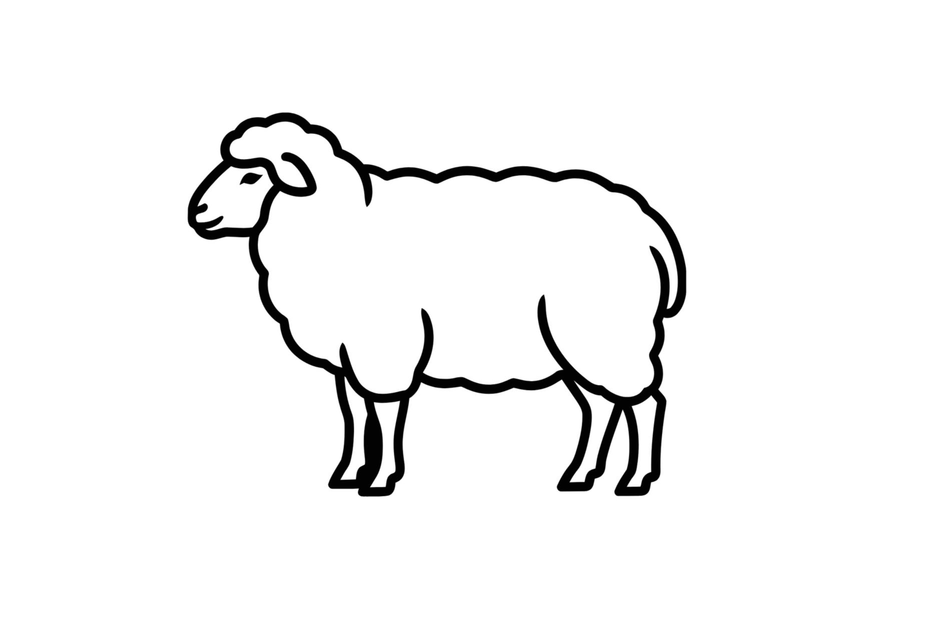 Outline of a sheep facing left.