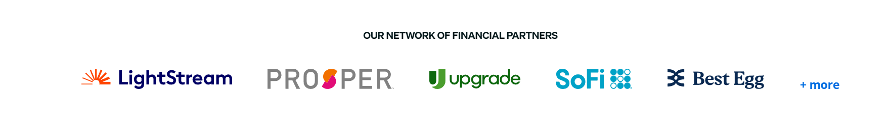 Trusted lending partners including LightStream, SoFi, and Upgrade offering flexible roof loans.
