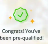 Congratulations message indicating pre-qualification status
