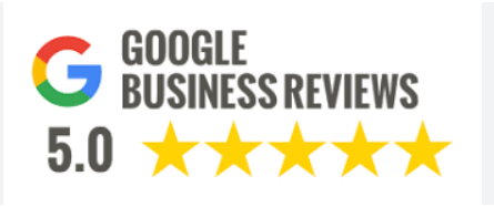 Google Business Reviews badge with a 5.0 star rating and five stars.
