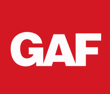Red background with white text spelling GAF.