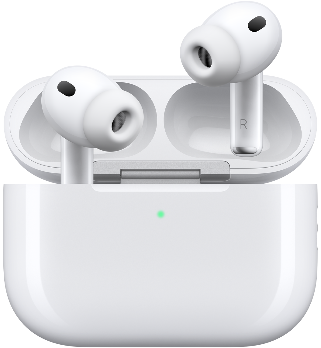 Apple AirPod earphones in charging case.