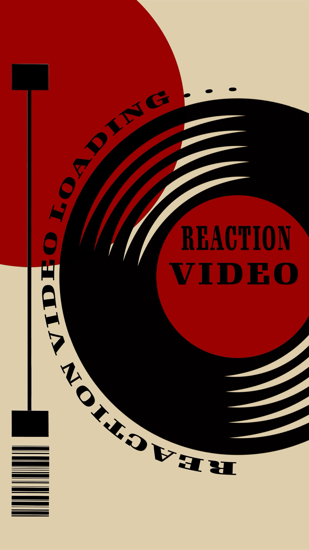 Vintage-style video record label with text 'Reaction Video' and surrounding decorative elements.